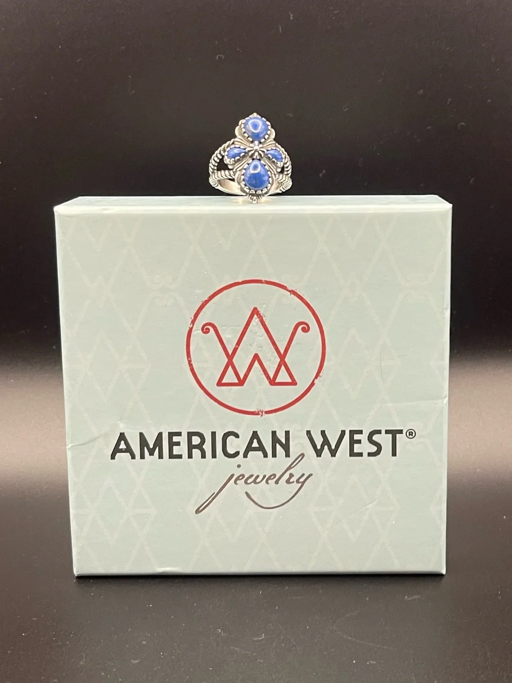 NWOT American West SS  blue lapis ring with/box pouch and care card , size 8